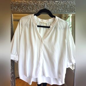 H&M Rayon White‎ Button Down Short Sleeve Shirt Blouse. New Without Tag.